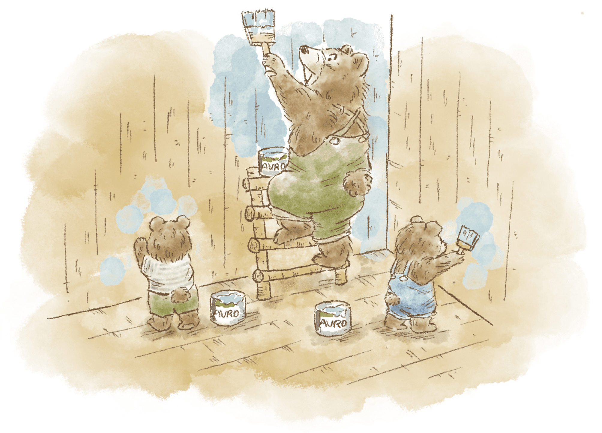 ペンキ塗っているクマ