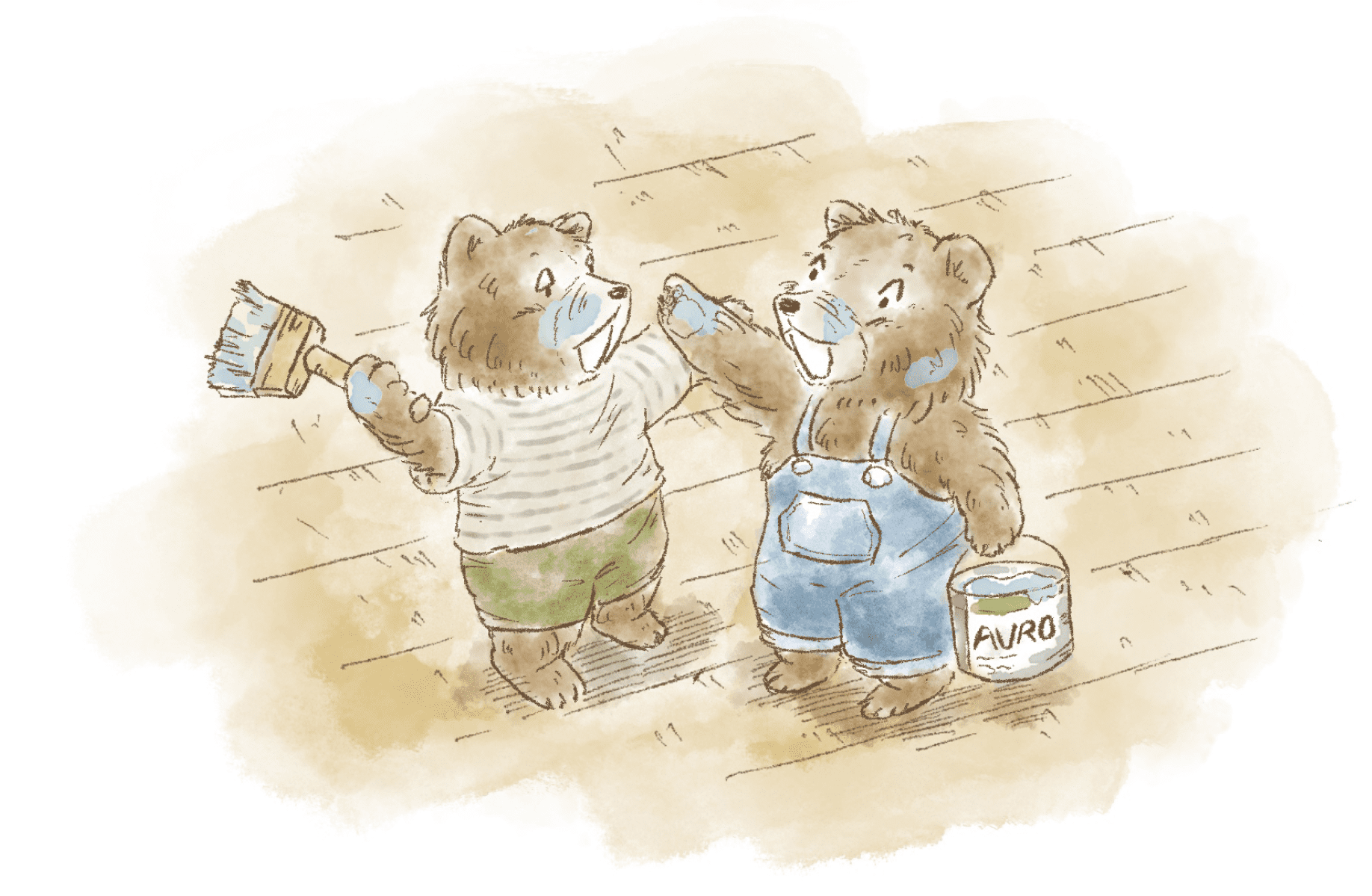 ペンキ塗っているクマ